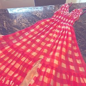 Elegant Pink and White Maxi Dress